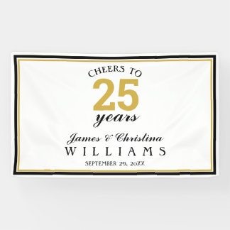 Cheers tot 25 jaar bruiloft Jubileum Gold Spandoek