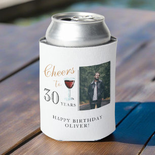 Cheers tot 30 jaar Rode wijn 30e verjaardag Foto Blikjeskoeler