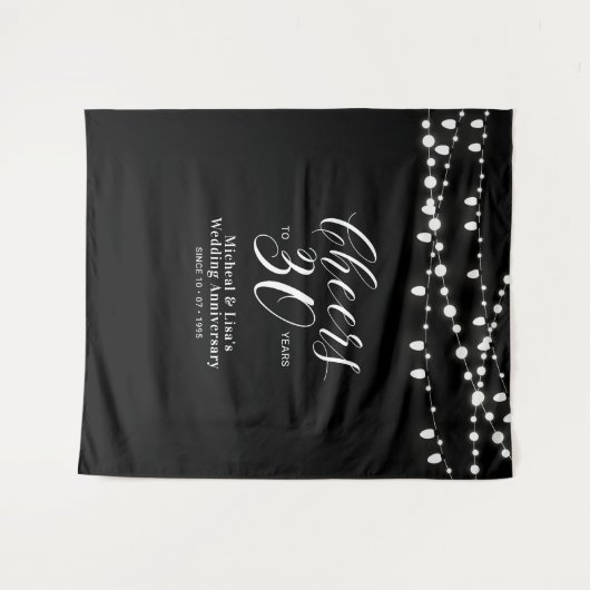 Cheers tot 30 jaar zwart en wit 30e Jubileum Wandkleed (Voorkant (horizontaal))