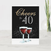 Cheers tot 40 Elegant Red Wine 40th Birthday Kaart (Voorkant)