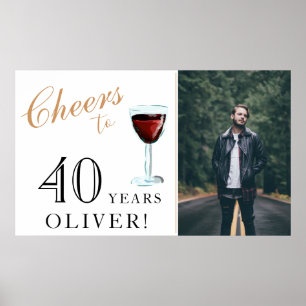 Cheers tot 40 jaar Rode wijn 40e verjaardag Foto Poster