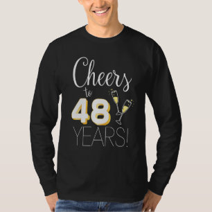 Cheers tot 48 jaar gehuwde paarse champagne t-shirt