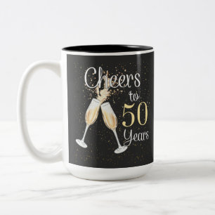 Cheers tot 50 jaar 50e verjaardag tweekleurige koffiemok