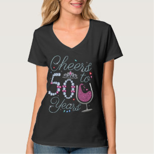 Cheers tot 50 jaar 50e verjaardag vrouwen V-Nec T-shirt