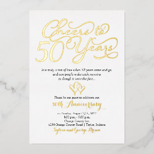 Cheers tot 50 jaar 50th Wedding Jubileum Folie Uitnodiging