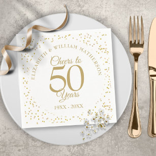 Cheers tot 50 jaar die Jubileum gouddstof trouwen Servet