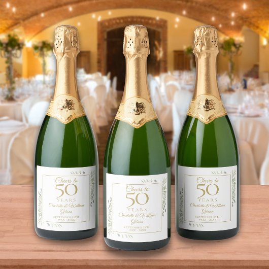Cheers tot 50 jaar Jubileum Greenery Sparkling Wijnetiket
