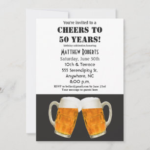 Cheers tot 50 jaar uitnodiging op 50e verjaardag