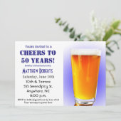 Cheers tot 50 jaar uitnodiging op 50e verjaardag (Staand voorkant)