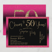 Cheers tot 50 jaar Verrassingsdag, Diep Roze Kaart (Voorkant / Achterkant)