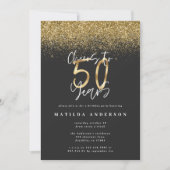 Cheers tot 50 jaar zwart en goudglitter modern (Voorkant)