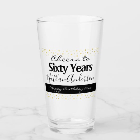 Cheers tot 60 jaar gepersonaliseerd op zondag G Glas (Voorkant)