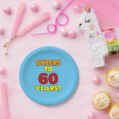 Cheers tot 60 jaar kleurrijke partij papieren bordje (Feest)