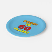 Cheers tot 60 jaar kleurrijke partij papieren bordje (Gekanteld)