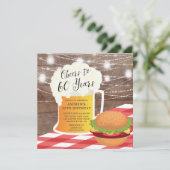 Cheers tot 60 jaar uitnodiging op verjaardag (Staand voorkant)