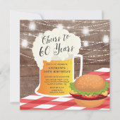 Cheers tot 60 jaar uitnodiging op verjaardag (Voorkant)