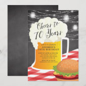 Cheers tot 70 jaar 70th Birthday Uitnodiging (Voorkant / Achterkant)