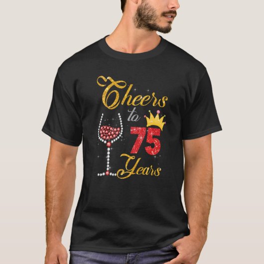 Cheers tot 75 jaar 1947 75th Birthday Wine Diamond T-shirt (Voorkant)