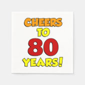 Cheers tot 80 jaar kleurrijke feest Napkins Servet (Voorkant)
