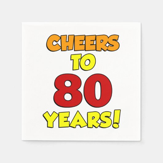 Cheers tot 80 jaar kleurrijke feest Napkins Servet (Voorkant)