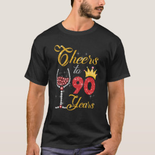 Cheers tot 90 jaar 1933 90th Birthday Wine Diamond T-shirt