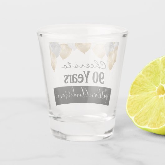 Cheers tot 90 jaar gepersonaliseerde Birthday Shot Shot Glas (Achterkant)