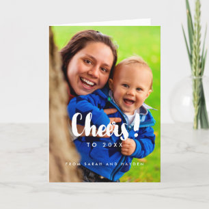 Cheers trendy white font Nieuwjaar Feestdagen Kaart