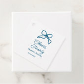 Cheers twenty blue birthday bow name date boho ret bedankjes labels (In situ)