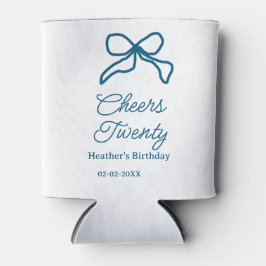 Cheers twenty blue birthday bow name date boho ret blikjeskoeler