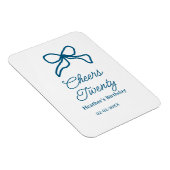 Cheers twenty blue birthday bow name date boho ret magneet (Rechterzijde)
