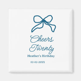 Cheers twenty blue birthday bow name date boho ret magneet