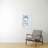 Cheers twenty blue birthday bow name date boho ret wandkleed (In situ)