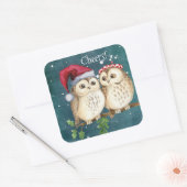 Cheers uit de kerstboompaars vierkante sticker (Envelop)