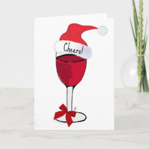 Cheers! VAKANTIE RODE WIJN PRINT van Jill Feestdagen Kaart
