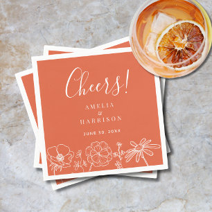 Cheers Verona Sunset Elegante Oranje Bloemen Huwel Servet