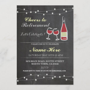 Cheers voor de Pensioenpartij Chalk red glass Invi Kaart