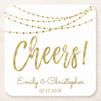 Cheers White en Gold Foil String Lights