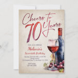 Cheers Wine 70th Birthday Invitation<br><div class="desc">Célébrez le grand 7-0 avec style et humour avec ce design d'anniversaire de vin vintage.</div>