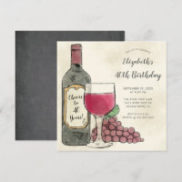 Cheers Wine Birthday-uitnodiging