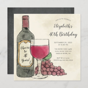 Cheers Wine Birthday-uitnodiging Kaart