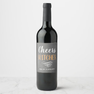 Cheers Witches Boozy Bachelorette Wine Label Wijn Etiket
