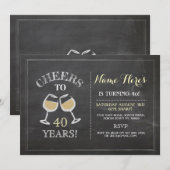 Cheers Witte Wijn Verjaardag Drink Chalk Uitnodige Kaart (Voorkant / Achterkant)