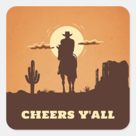 Cheers y'all western vierkante sticker