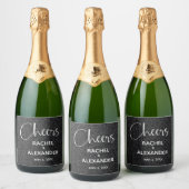 CHEERS Zwart Glitter Bruiloft Mousserende Wijn Eti Sparkling Wijnetiket (Flessen)