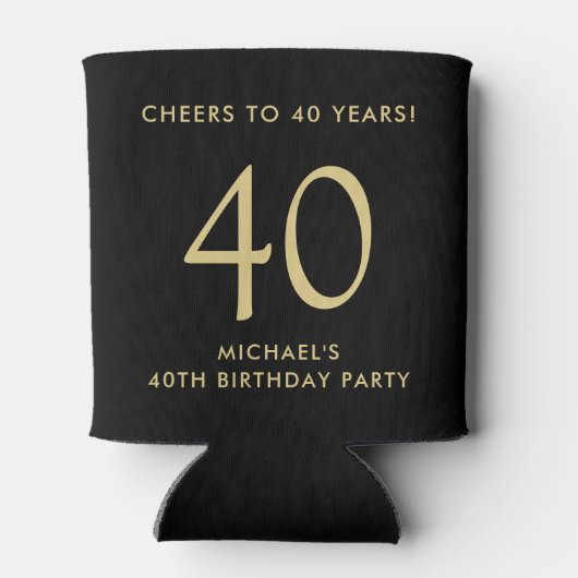 Cheers Zwart Goud 40ste Verjaardagsfeest Blikjeskoeler (Achterkant)