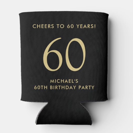 Cheers Zwart Goud 60ste Verjaardagsfeest Blikjeskoeler (Achterkant)