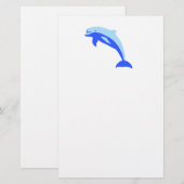 Cheery Blue Jumping Dolfijn Ocean Cartoon Briefpapier (Voorkant / Achterkant)