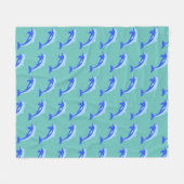 Cheery Blue Jumping Dolfijn Ocean Cartoon Fleece Deken (Voorkant (Horizontaal))