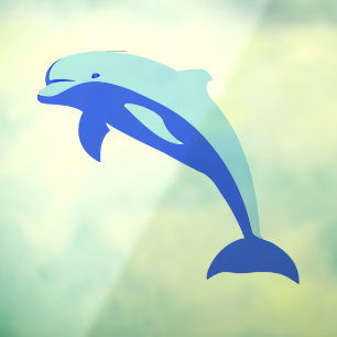 Cheery Blue Jumping Dolfijn Ocean Cartoon Raamsticker