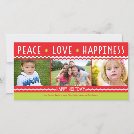 Cheery Holiday Chevron Stripes 3 Carte photo (Devant)